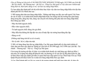 Chỉ thị 09/1998/CT-UB-KT dán tem mặt hàng điện tử, điện lạnh, động cơ nổ, vật liệu xây dựng nhập khẩu