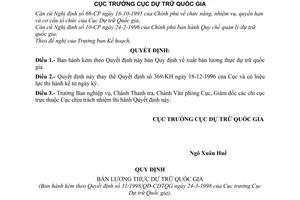 Quyết định 31/1998/QĐ-CDTQG giá bán lương thực dự trữ quốc gia