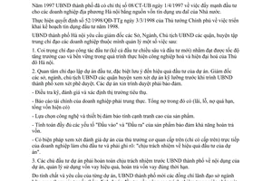 Chỉ thị 12/CT-UB thực hiện kế hoạch tín dụng đầu tư năm 1998