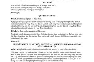 Nghị định 20/1998/NĐ-CP phát triển thương mại miền núi, hải đảo và vùng đồng bào dân tộc