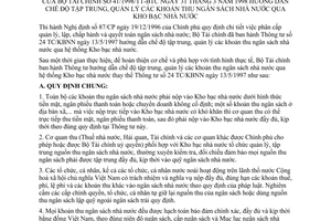 Thông tư 41/1998/TT-BTC chế độ tập trung, quản lý khoản thu ngân sách Nhà nước qua Kho bạc Nhà nước