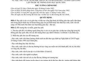 Quyết định 70/1998/QĐ-TTg thu sử dụng học phí ở cơ sở giáo dục đào công lập thuộc hệ thống giáo dục quốc dân