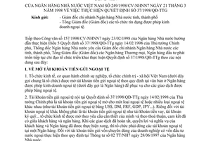 Công văn 249/1998/CV-NHNN7 thực hiện QĐ 37/1998/QĐ-TTg