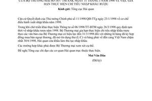 Công văn 1657/TM-XNK gia hạn thực hiện chỉ tiêu nhập khẩu rượu.