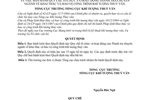 Quyết định 226/1998/QĐ-TCKTTV Quy chế tổ chức hoạt động thanh tra chuyên ngành về khai thác bảo vệ công trình khí tượng thuỷ văn