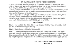 Quyết định 1815/1998/QĐ-UB-NC Quy chế tổ chức hoạt động Hội đồng Trọng tài Lao động thành phố Hồ Chí Minh