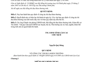 Quyết định 60/QĐ-UB năm 1998 Quy định công tác thi đua khen thưởng