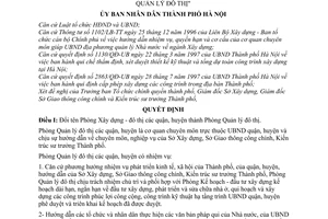 Quyết định 02/1998/QĐ-UB đổi tên Phòng Xây dựng-đô thị quận, huyện thành Phòng Quản lý đô thị
