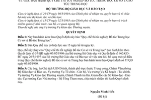 Quyết định 17/1998/QĐ-BGDĐT Quy chế thi Tốt nghiệp Bổ túc Trung học Cơ sở  Bổ túc Trung học