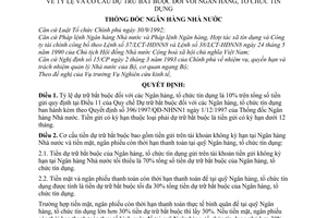 Quyết định  135/1998/QĐ-NHNN1  tỷ lệ và cơ cấu dự trữ bắt buộc đối với Ngân hàng, Tổ chức tín dụng