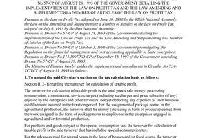 Circular No. 48/1998/TT-BTC of April 11, 1998, amending and supplementing Circular No.75a-TC/TCT of August 31, 1993 of the Ministry of Finance guiding the implementation of Decree No.57-CP of August 28, 1993 of the Government detailing the implementation of the Law on Profit tax and the law amending and supplementing a number of articles of the law on profit tax