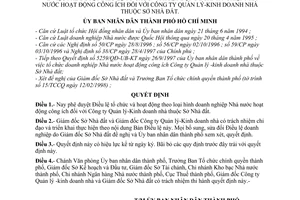 Quyết định 1920/1998/QĐ-UB-KT phê duyệt điều lệ doanh nghiệp nhà nước hoạt động công ích với công ty quản lý kinh doanh nhà