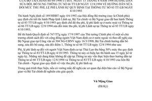 Thông tư 49/1998/TT-BTC mức thu phí lệ phí lãnh sự sửa đổi Thông tư 66-TT/LB