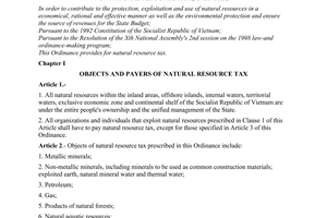 Ordinance No. 05/1998/PL-UBTVQH10 of April 16, 1998, on natural resource tax (amended)