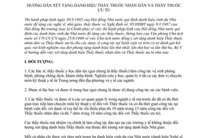 Thông tư 07 /1998/TT-BYT xét tặng danh hiệu thầy thuốc nhân dân thầy thuốc ưu tú