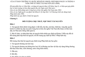 Pháp lệnh Thuế tài nguyên 1998 sửa đổi 05/1998/PL-UBTVQH10