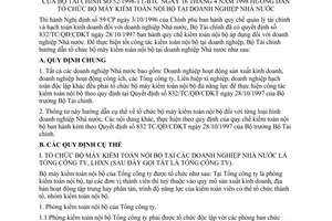 Thông tư 52/1998/TT-BTC tổ chức bộ máy kiểm toán nội bộ doanh nghiệp Nhà nước