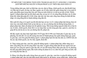 Chỉ thị 14/1998/CT-UB vận động toàn dân tham gia quản lý giáo dục giúp đỡ người vi phạm pháp luật Bắc Kạn