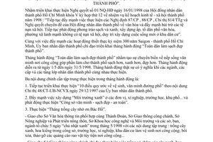 Chỉ thị 14/1998/CT-UB-VX triển khai thực hiện tháng hành động Toàn dân làm sạch đẹp thành phố