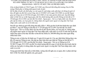 Thông tư 54/1998/TT-BTC mức thu lệ phí hộ chiếu sửa đổi Thông tư 71-TT/LB