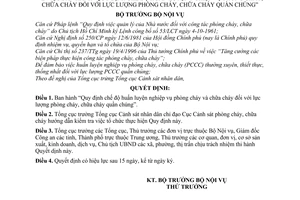 Quyết định 230/1998/QĐ-BNV (C11)  Quy định chế độ huấn luyện nghiệp vụ phòng cháy chữa cháy lực lượng phòng cháy, chữa cháy quần chúng