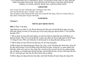 Nghị định 22/1998/NĐ-CP đền bù thiết hại khi Nhà nước nước thu hồi để sử dụng vào mục đích quốc phòng, an ninh, lợi ích quốc gia, lợi ích công cộng