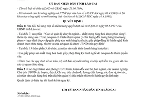 Quyết định 82/1998/QĐ-UB bổ sung Quyết định số 103/QĐ-UB năm 1997 tỉnh Lào Cai