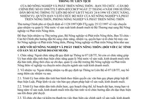 Thông tư liên tịch 03/1998/TTLT-BNN-BTCCBCP chức năng nhiệm vụ quyền hạn tổ chức bộ máy Sở Nông nghiệp Phát triển Nông thôn hướng dẫn 07LB/TT