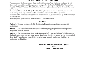 Decision No. 154/1998/QD-NHNN14 of April 29, 1998, promulgating the regulation on co-financing by credit institutions
