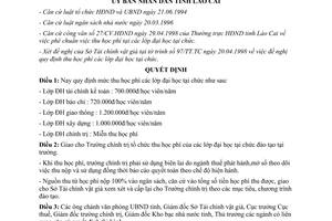 Quyết định 86/1998/QĐ-UB mức thu học phí lớp Đại học tại chức