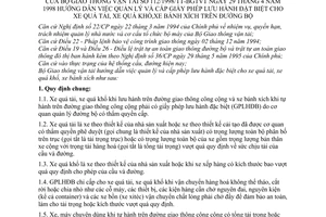 Thông tư 112/1998/TT-BGTVT hướng dẫn quản lý cấp giấy phép lưu hành đặc biệt xe quá tải quá khổ bánh xích đường bộ