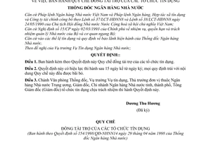 Quyết định 154/1998/QĐ-NHNN14 Quy chế đồng tài trợ của các tổ chức tín dụng