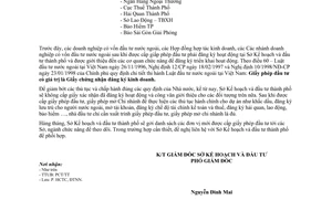 Công văn 937/CV-KHĐT-NN xác nhận đăng ký hoạt động và giới thiệu các doanh nghiệp có vốn đầu tư nước ngoài tại thành phố