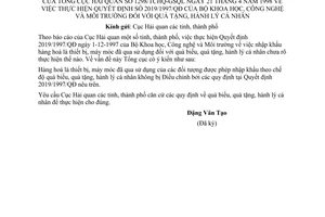 Công văn 1298/TCHQ-GSQL thực hiện QĐ 2019/1997/QĐ quà tặng, hành lý cá nhân