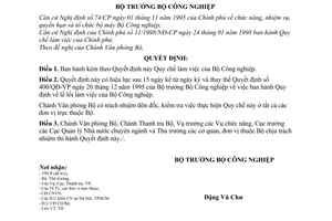 Quyết định 31/1998/QĐ-BCN Quy chế làm việc của Bộ Công nghiệp