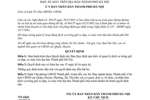 Quyết định 07/1998/QĐ-UB về quản lý dịch vụ trông giữ xe đạp, xe máy trên địa bàn  Hà Nội