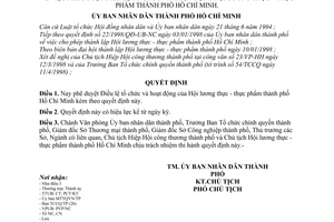 Quyết định 2399/1998/QĐ-UB-NC phê duyệt Điều lệ tổ chức hoạt động Hội lương thực thực phẩm thành phố Hồ Chí Minh