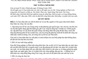 Quyết định  90/1998/QĐ-TTg biện pháp khắc phục hậu quả nắng hạn, thiên tai những tháng đầu năm 1998