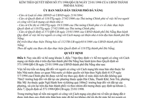 Quyết định 2560/1998/QĐ-UB sửa đổi Quyết định 571/1998/QĐ-UB  hỗ trợ người có công cách mạng cải thiện nhà ở trên địa bàn thành phố Đà Nẵng