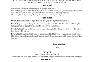 Nghị định 29/1998/NĐ-CP Quy chế thực hiện dân chủ ở xã