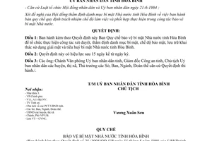 Quyết định 25/1998/QĐ-UB quy chế bảo vệ bí mật nhà nước Hoà Bình