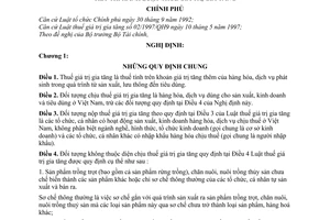 Nghị định 28/1998/NĐ-CP quy định chi tiết thi hành Luật thuế trị giá gia tăng