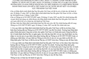 Thông tư 9/1998/TT/BTC Hiệp định tránh đánh thuế hai lần giữa Việt Nam và các nước ký kết có hiệu lực thi hành