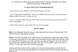 Quyết định 56/1998/QĐ-UB quy hoạch phát triển lưới điện Bình Phước 1998 2000 2010