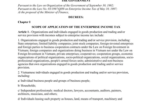 Decree No. 30/1998/ND-CP of May 13, 1998, detailing the implementation of the law on enterprise income tax