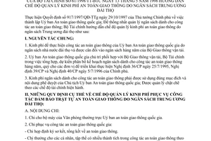 Thông tư 61/1998/TT-BTC quản lý kinh phí an toàn giao thông ngân sách Trung ương đài thọ