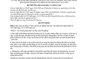 Quyết định 26/1998/QĐ-BGD&ĐT bổ sung Quy chế thi tốt nghiệp tiểu học được ban hành theo quyết định 3857/QĐ năm 1994