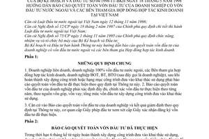 Thông tư 04/1998/TT-BKH Báo cáo quyết toán vốn đầu tư Doanh nghiệp vốn đầu tư nước ngoài các bên tham gia hợp đồng hợp tác kinh doanh