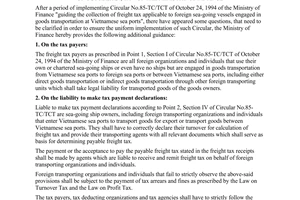 Circular No. 68/1998/TT-BTC of May 19, 1998, on additionally guiding a number of points in Circular No.85-TC/TCT of October 24, 1994 of the Ministry of Finance