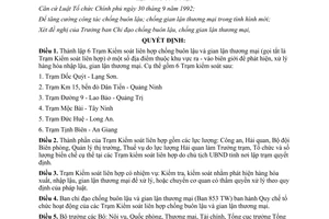 Quyết định 422/QĐ-TTg năm 1998 thành lập 6 Trạm Kiểm soát chống buôn lậu